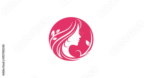 Woman silhouette in pink circle logo