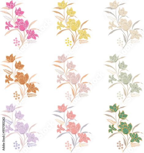 vector set of colorful flower arrangements