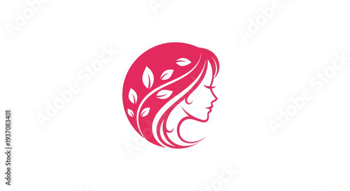 Woman profile with leaves symbol