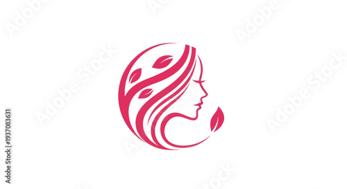 Woman profile with leaves logo design