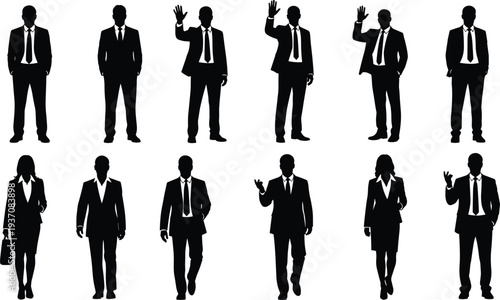 Business People Silhouettes in Various Poses and Actions vector untitled