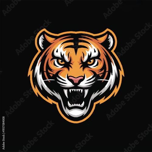 aggressive tiger head mascot logo sports emblem