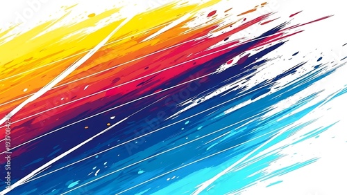 Vibrant Diagonal Brush Strokes on White Background