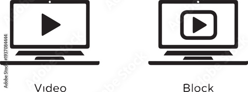 Set of 2 video player and block icons vector