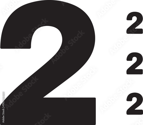 Black Number 2 Vector Illustration