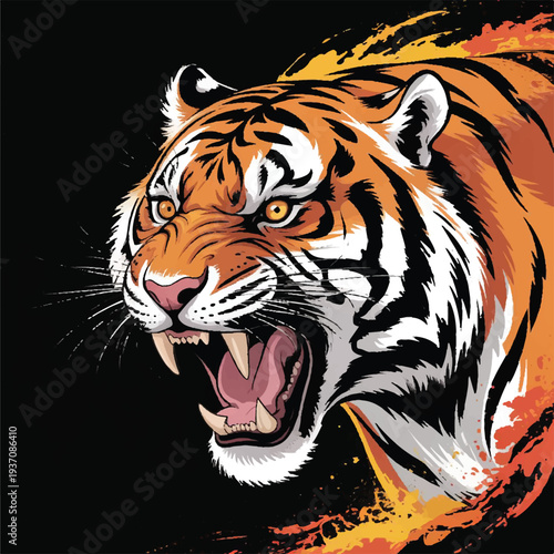 fierce tiger roaring head vector mascot design