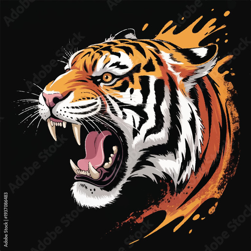 roaring tiger mascot head vector illustration