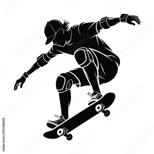 Silhouette of a skateboarder performing a trick in mid air