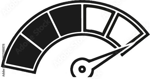 Stylized gauge with indicator needle showing a moderate level