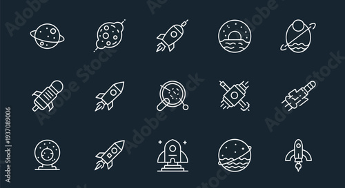 Space exploration icon set