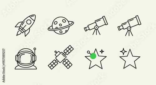 Space exploration icons and symbols