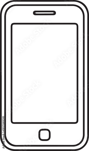 Black outlined icon of a mobile phone
