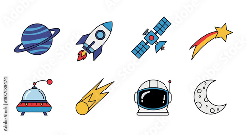 Space exploration vector icons