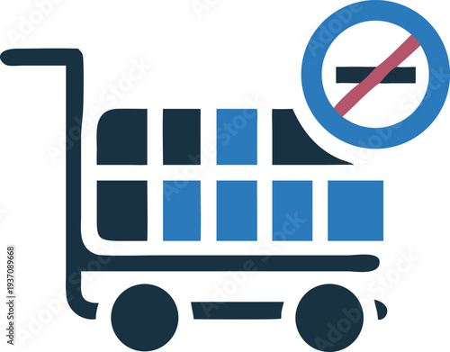 Prohibited sale a shopping cart icon with a restriction circle is prominently displayed