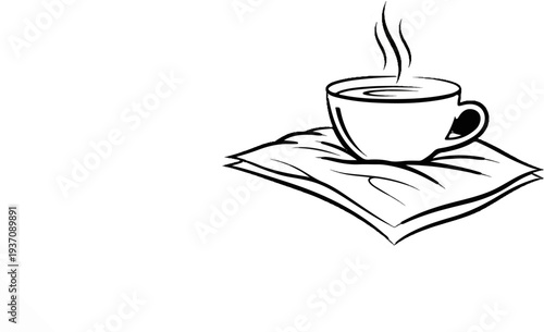 A simple sketch of a steaming cup of coffee on a napkin