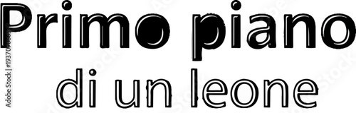 Large bold text in Italian, "Primo piano di un leone," meaning "Close-up of a lion.