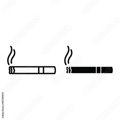 Two smoking cigarettes, one black and one white, vector illustration
