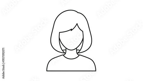 Simple outline illustration of a woman with a bob haircut provides a versatile template for hair salon logos or female profiles.