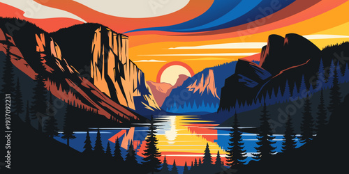 Brooklyn Bridge Sunrise with Soft Morning Fog – Ultra‑Wide Panoramic Minimalist Flat Vector Illustration | New York City USA Scenic Art