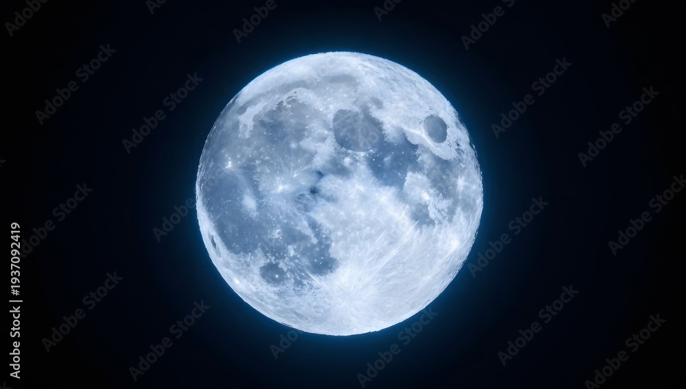 Fototapeta premium Detailed full moon shines brightly against a dark sky