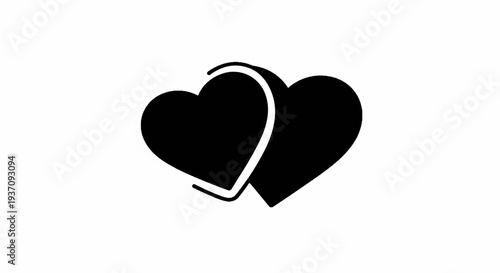 Two intertwined black hearts on a white background