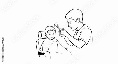 Unhappy child getting a haircut from an adult