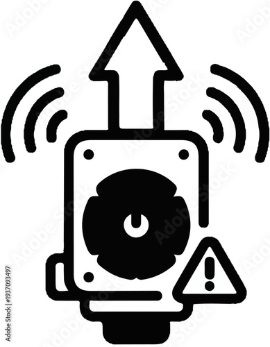 Device transmitting alert with upward movement indication