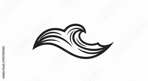 Stylized black and white wave emblem with sweeping lines and crest