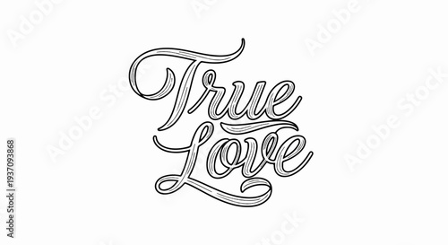 Elegant cursive script reads "True Love" on a plain white background