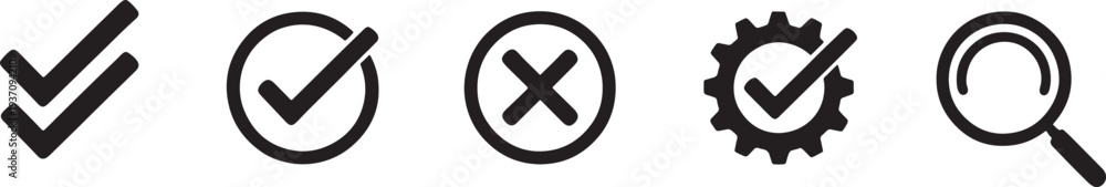 Fototapeta premium Checkmark and status tick cross gear