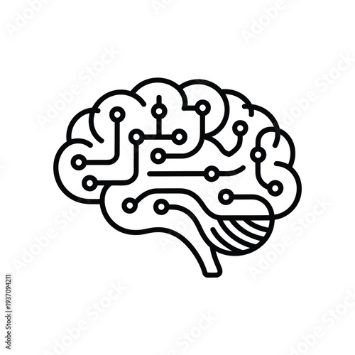 A stylized human brain outline integrating circuit board technology