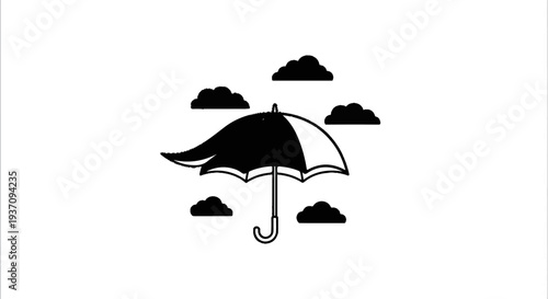 An umbrella and clouds icon, symbolizing protection and the weather