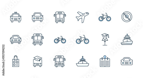 Transportation icons vehicles and symbols