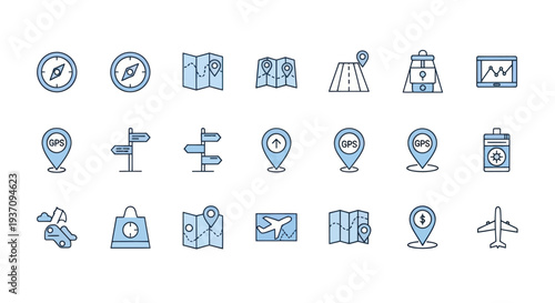 Travel navigation icons collection