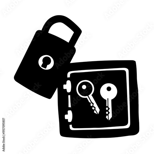 Unlocking security with padlock and keys icon