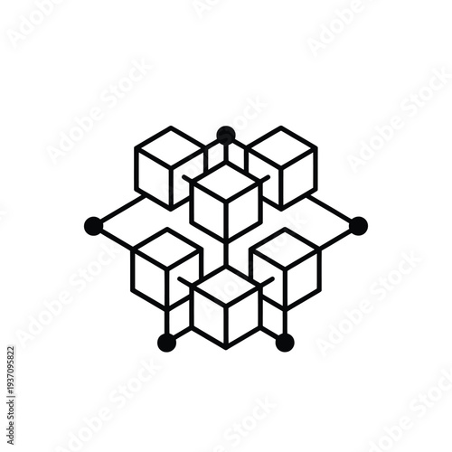 Abstract geometric design featuring interconnected cubic structures in black