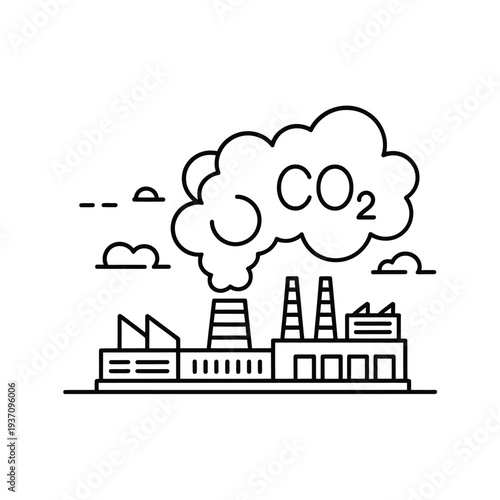 Industrial pollution releasing carbon dioxide into the atmosphere above a city