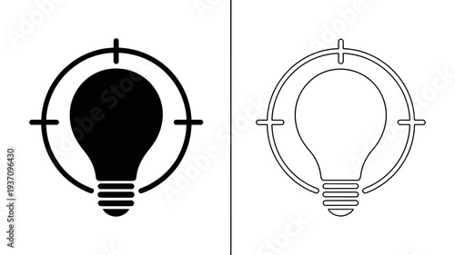 A lightbulb placed within a crosshair target, symbolizing targeted innovation and focused problem-solving.