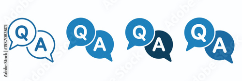 Questions and answers icon, speech bubble with Q and A letters, vector illustration representing FAQ