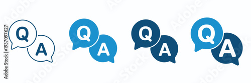 Questions and answers icon, speech bubble with Q and A letters, vector illustration representing FAQ