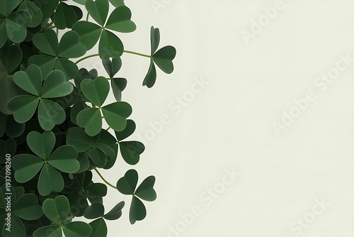 Dark green shamrock foliage elegantly frames a pale cream space for custom text and designs