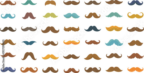 Vibrant mustache collection in various styles and colors