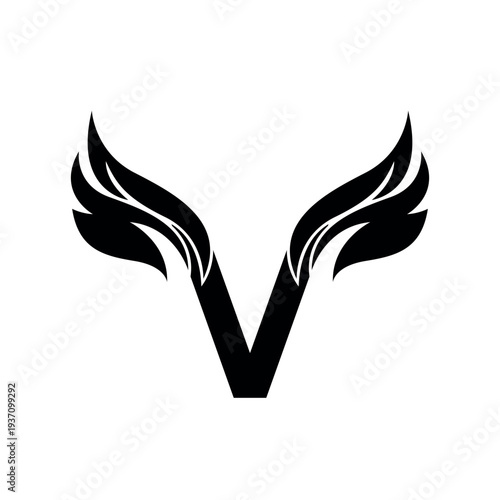 Winged V Logo Emblem — Stylized Wings Symbol Representing Freedom, Flight, Speed and Strength