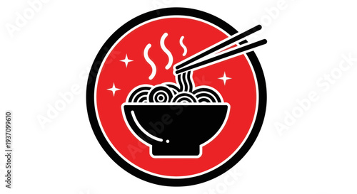 Noodle bowl with chopsticks vector illustration