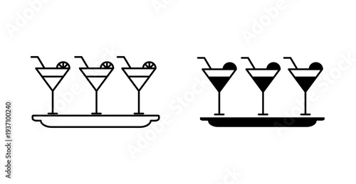 Tray with Juice Glasses Serving Icon