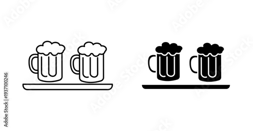 Beer Mugs on Serving Tray Icon