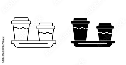 Coffee Tray with Hot Coffee Cups Icon