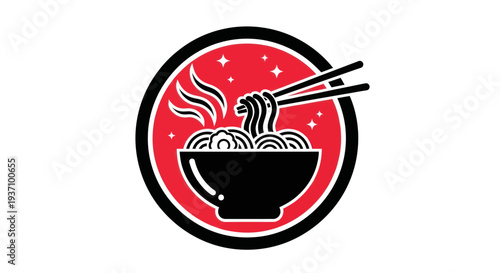 Noodle bowl with chopsticks vector illustration