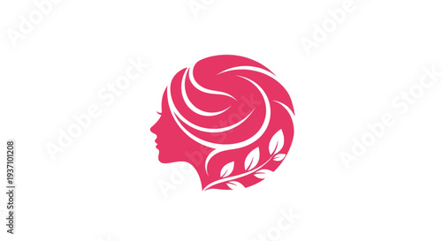 Woman profile silhouette with floral hair