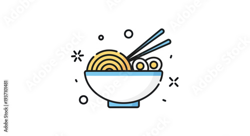 Noodle bowl illustration with chopsticks